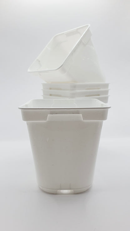 Pot Blanc carré à fond rond 9x9x10 cm